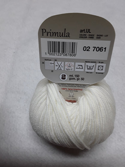 PRIMULA ADRIAFIL 50 GR METRI 150 100% lana (merino extra fine) Ferri: 4mm